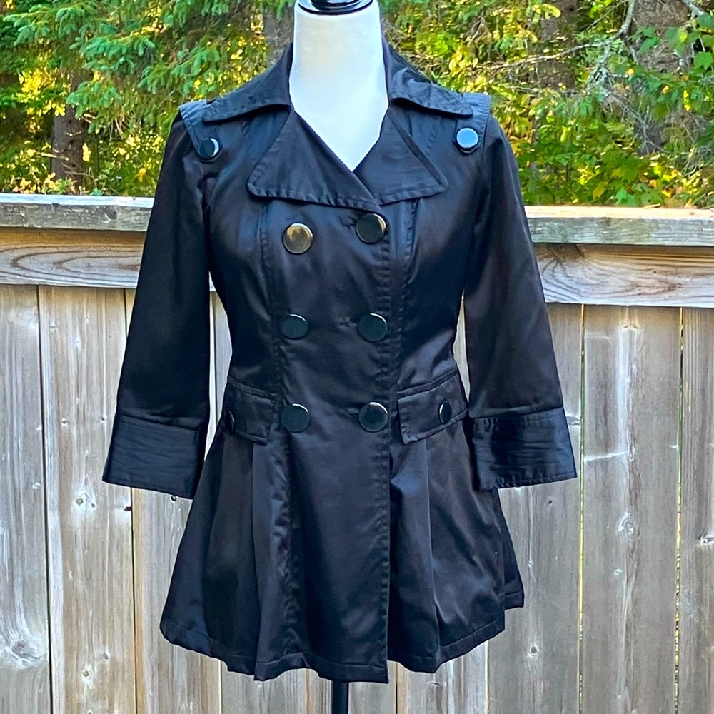 Stylish Black Coat with Embellished Buttons